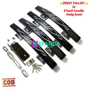 4buah gagang pintu pegangan tarikan handle rumah lengkap slot rumah kunci untuk daun pintu2 model kupu tarung pintu depan