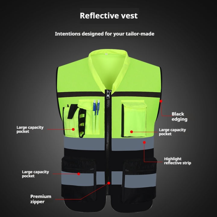 High Visibility Reflective Vest Adjustable Safety Warning Site Riding ...