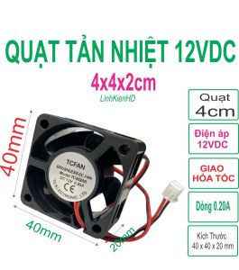 Quạt Tản Nhiệt mới 12V 4x4x2 cm 0.20A-0.30A - LinhKien HD