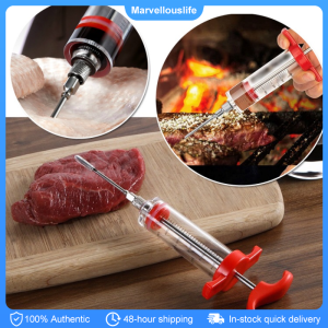 Barbecue Meat Syringe Food Grade Stainless Steel Needle Marinade Cooking Syringe Injector Kitchen Tools