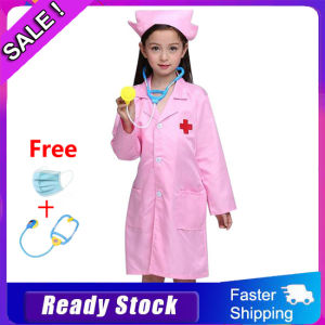Children Lab Coat Kids Doctor Role Play Halloween Costumes Dress Up Set - intl