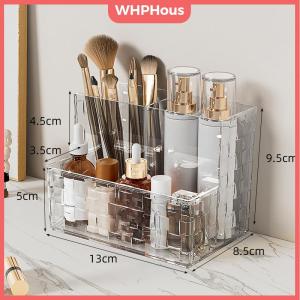 WHPHous Light Luxury Transparent Desktop Storage Box Multi-grid Makeup Organizer Box Large Capacity Cosmetics Box Remote Control Holder