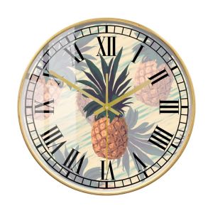 xpkQ Summer Fruit Pineapples Inspired Silent Non Ticking Wall Clock For Kitchen Dinning Room Tropical Wall Art Decorative Wall Watch Y5R7K