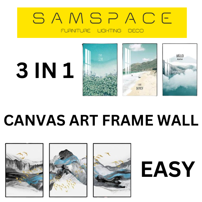 FRAME INCLUDE 3in1 Canvas Wall Art Painting Frame Nordic Luxury Wall ...