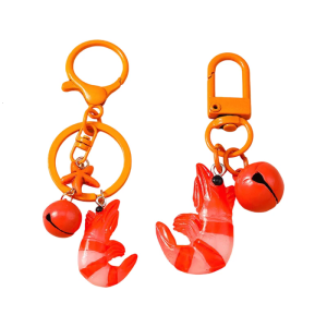 Unique Lobster Key Ring Decorative Bell Charm Resin Ornament Handmade Decoration For Purse Backpack Bags