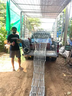 ตาข่ายคลุมรถบรรทุก รถรั้ว รถคอก เชือกเบอร์6 ขนาด3x7เมตร