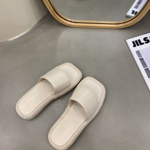 [Free Shipping] WomenS Summer New Thick-Soled Slippers Korean Style Fashionable Open-Toe Flat Sandals For Casual Outdoor Wear