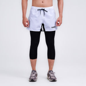 Terrel sportswear compression short active white 2.0 Celana olahraga panjang gym running lari pria