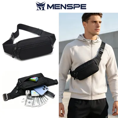 MENSPE Sports Waist Bag Fashion Men Bag Men Chest Bag Shoulder Bag Sports Bag Waterproof Oxford Running Bum Bag Portable Gym Bag for Running Cycling Hiking Walking