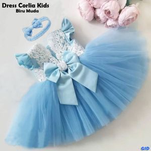 New Dress Brukat GRATIS Bando Pita Lucu / Baju anak cewek Usia 3-5 tahun / Gaun Pesta Anak / Baju Ulangtahun Inces