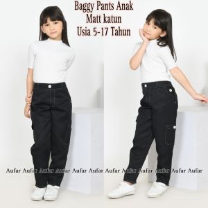 celana kulot katun cargo anak perempuan usia 5-17 tahun