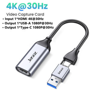 Jasoz 2 in 1 USB/Type-C Video Capture Card 4K HDMI to USB C 1080P 60Hz 2K Recorder for Teaching Gaming Live Streaming