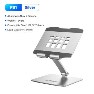 ORICO Adjustable Aluminum Tablet Stand FB1 | Multi-Angle Foldable iPad Holder Ergonomic Neck Care Desktop Support for Online Class Work Cooking Video Call