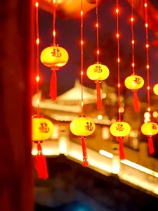 New 4m LED hanging lantern with "Fu" character/ Fu bag CNY LED blessing lantern Curtain Light Strip String Lights CNY Decorations 2026