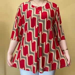Large Size Middle-aged and Elderly Cool Printed Loose Three-quarter Sleeve Tops for Women Crewneck Blouse High elasticity Casual and Loose T-Shirt 2113