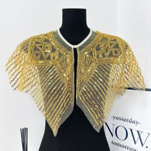 LIGHTER Detachable False Collar Beaded Design Embroidered Pattern Embroidery Neckline Elegant Design Sequined Embellishment Flapper Shawl Evening Wear