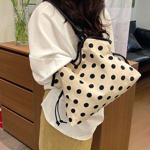 clu 2026 Korean Style Polka Dot PU Shoulder Bag Stylish Versatile Large Capacity Commuter Tote Bag ulc