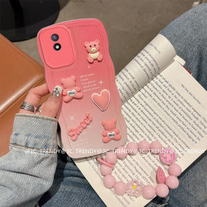 เคส VIVO Y02 Y02A Y02T Y53s Y51A Y31 2021 Y51 2020 Phone Case การ์ตูน3D ตุ๊กตาหมีตัวใหญ่เป็นลอนไล่ระดับสีเคสมือถือกันกระแทกปลอกนิ่มพร้อมสร้อยข้อมือ2023