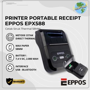 EPPOS EPX588 MINI PRINTER THERMAL BLUETOOTH 58MM PORTABLE MOBILE PRINTER RPP02N CETAK STRUK PPOB MOKA