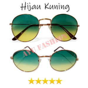 Kacamata Gaya Vintage Retro Korea Style Frame Oval Metal Besi Ada Nosepad Warna Lensa Gradasi Anti Silau Uv Protection Bisa Untuk Pria Wanita - COD