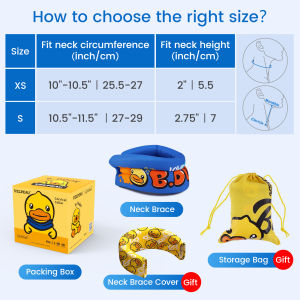 VELPEAU Kids Soft Neck Collar Brace for Posture- Cute B.Duck Foam Cervical Support for Child Youth Neck Corrector for Children Whiplash and Injury Pain Relief(X-Small)