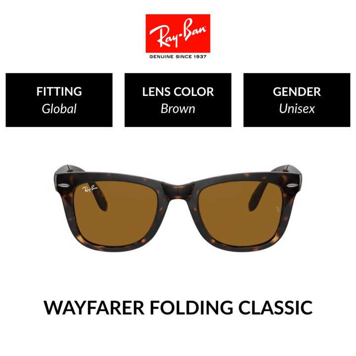 Amazon.com: New Ray Ban Folding Wayfarer RB4105 601 Glosssy Black/Green  50mm Sunglasses : Clothing, Shoes & Jewelry