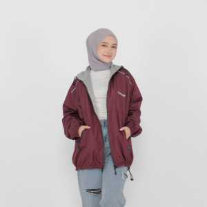 Jaket Bolak Balik/Marun-Abu/Pria Wanita 2in1Jaket Outdoor/Jaket Motor /Jaket Parasut NS