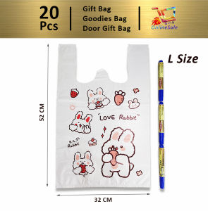 Gift Bag [20pcs] Goodies Bag Door Gift Birthday Wedding Party (103) Love Rabbit Cute Cartoon Rabbit Packing Bag Food Grade Portable Convenience Bag 礼物袋礼品袋购物袋.
