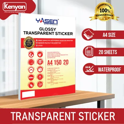 Yasen Transparent Stickers Paper A4 Size 150GSM Waterproof for Stickers Label Clear Printing