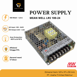 Mean Well LRS 100-24 Original Trafo Adaptor Switching Power Supply 100W 24V 4.5A PSU SMPS [Garansi 3 tahun]