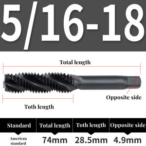 HSS Machine Screw Thread US Plug Tap Drill 6#-32 10#-24 3/8-16 5/8-11 5/16-18