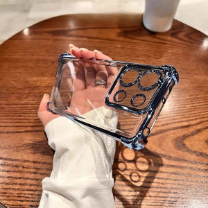 Ốp lưng trong suốt bóng loáng mạ mềm cho Xiaomi Redmi Note 13 Pro Plus Pro + 5G 4G Vỏ ốp lưng TPU chống vàng trong suốt chống rơi 4 góc mỏng