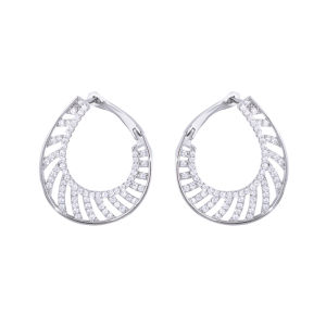SEQUITO Simple Style Silver Gold Plated Micro Pave AAA Cubic Zirconia Hollow Out Round Hoop Earrings Delicate Women Daily Party Jewelry SE687