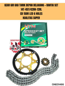 GEAR GIR GIGI TARIK DEPAN BELAKANG PLUS RANTAI SET 14T-45T/428H-128L CB150R LED KUALITAS SUPER