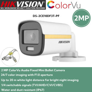 Hikvision CCTV Camera 2MP HD ColorVu With Audio Analog Camera Bullet Outdoor IP67 Weatherproof CCTV Security Camera
