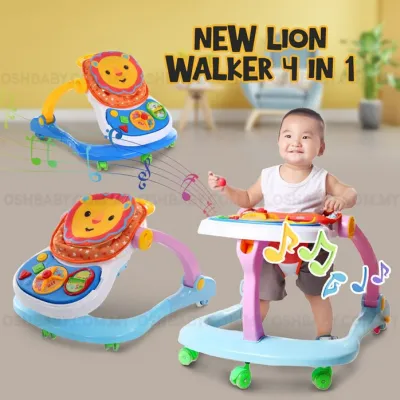 READY STOCK 4 IN 1 LION BABY WALKER Musical Push Walker Toddlers Walking Learning Stage With Music W