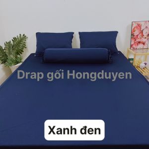 Bộ drap/ga/ra thun trơn màu xanh đen 1m6/1m8 KO MỀN/CÓ MỀN (chân nệm dưới 18cm). Bộ drap thun. Bộ ra thun. Bộ grap thun. Ga giường - Drap giường - Ra giường - Grap giường.