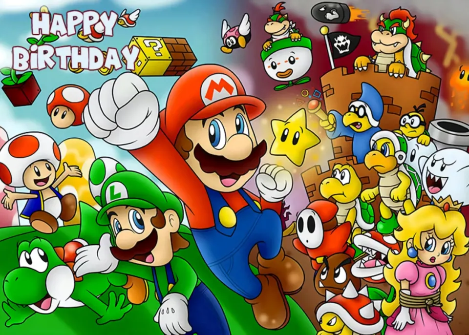 Super Mario Bros Cartoon Theme Mario Luigi Yoshi Toad Anime - Main Image