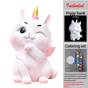 [จัดส่งรวดเร็ว] 【15 - 32 เซนติเมตร】กระปุกเก็บเหรียญแบบแมว สุนัข หมาป่า นักบินอวกาศ สำหรับ DIY สี สามารถใช้เป็นของที่ระลึกของขวัญในเทศกาล และตกแต่งบ้านวางบนโต๊ะ ใช้วัสดุไวนิลทนทาน 【กระปุกเก็บเหรียญสีขาว + ชุดสี 12 สี】