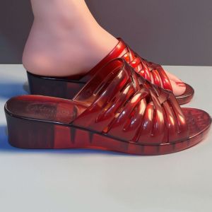 [Free Shipping] Vintage WomenS Slippers Simple Home Anti-Slip MomS Wedge Heel Closed-Toe Sandals Height-Increasing Lightweight GrannyS Slide Sandals