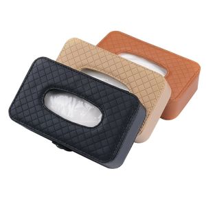 Car Tissue Big Box With Sun Visor Clip Napkin Holder With Paper PU Leather Tissue Box car tissue box holder