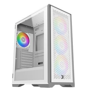 XIGMATEK LUX S Arctic Elegant White ATX Case with RGB Fans and Steel Construction