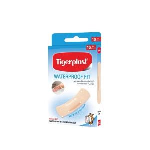 Tigerplast Waterproof Fit พลาสเตอร์ปิดแผล ชนิดกันน้ำ ติดแน่น ใช้ง่าย ขนาดพกพา (16ชิ้น/กล่อง)