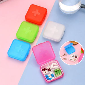 Travel Portable Pocket Size Plastic Mini Medicine Case 4 Dividers Pill Box Medicines Organizer Box