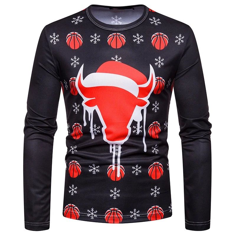 HUYT [Local Stock] Christmas Halloween Christmas Party Pattern T-Shirt ...