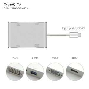 Type C To HDMI Adapter HuDieM USB-C (Type C) To HDMI DVI VGA Multiport Adapter With USB 3.0 HUB