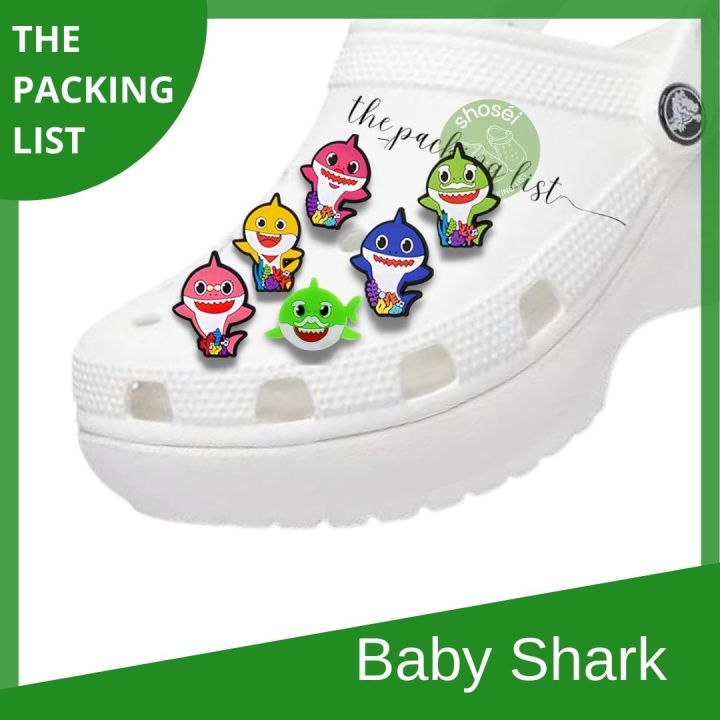 Baby shark crocs jibbitz pink fong mommy shark daddy shark