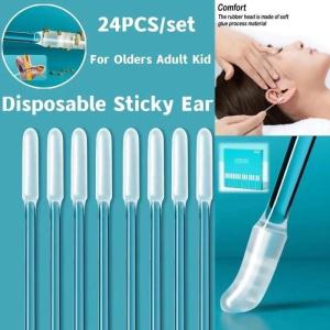 24Pcs Disposable Silicone EarWax Remover Sticky Ear Pick for Kids Olders Adult Ear Cleaner Reusable Adhesive Earpick