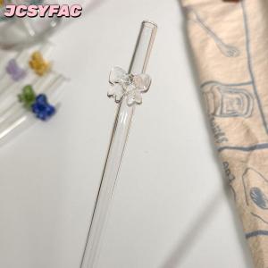 JCSYFAC 1 ống hút thủy tinh 8mm ống hút uống có thể tái sử dụng ống hút chịu nhiệt hình bướm dễ thương cho lễ hội tiệc cưới Cocktail Bar bãi biển