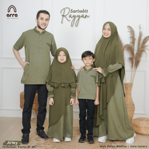 Sarimbit Keluarga Baju Sarimbit Keluarga Muslim Baju Gamis Kerudung Muslim Koko Terbaru Kualitas Premium Rayyan Series - Green